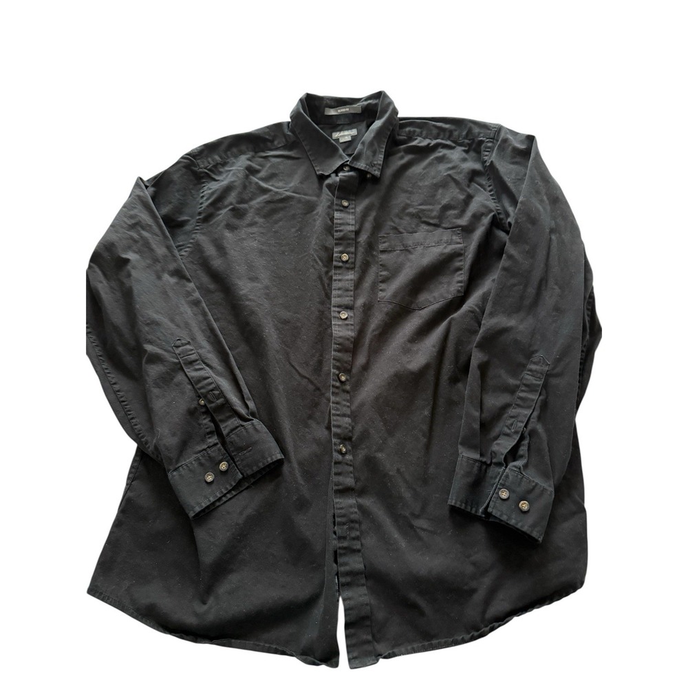Eddie Bauer Men's Black 100% Cotton Long Sleeve Relaxed Fit Shirt XL